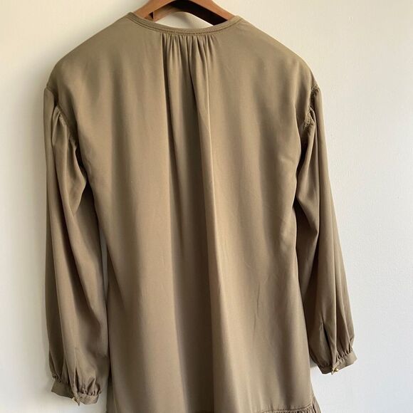 Banana Republic Olive Green Ruffle Hem Dress Sz S - Picture 2 of 7